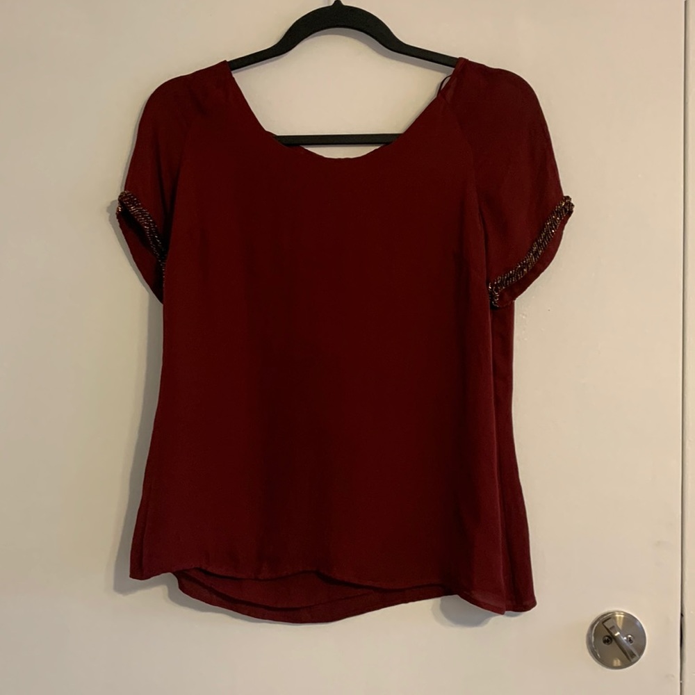 Rebeca Minkoff silk blouse with glass beading